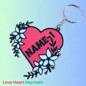 3D printed love heart keychain with custom name