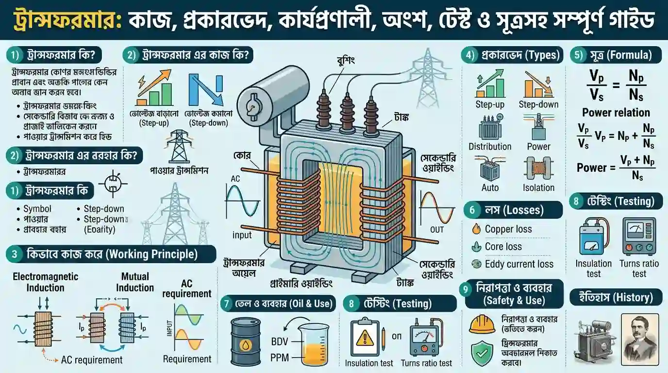 transformer diagram labeled parts bangla explanation
