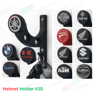 Helmet Holder V10 (Custom Brand) | Wall Mount Bike Helmet & Key Holder